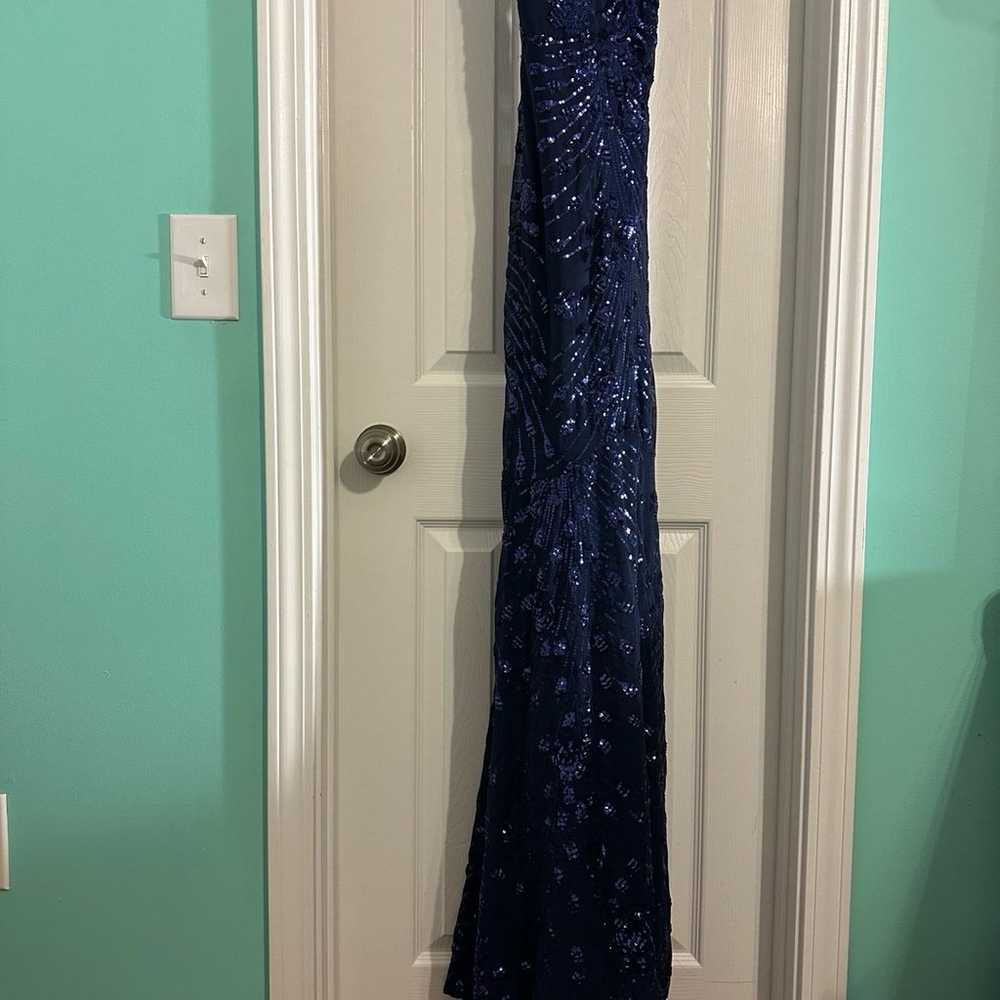 Dark Blue Sequin Prom Dress - image 10