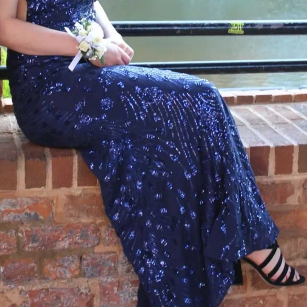 Dark Blue Sequin Prom Dress - image 7