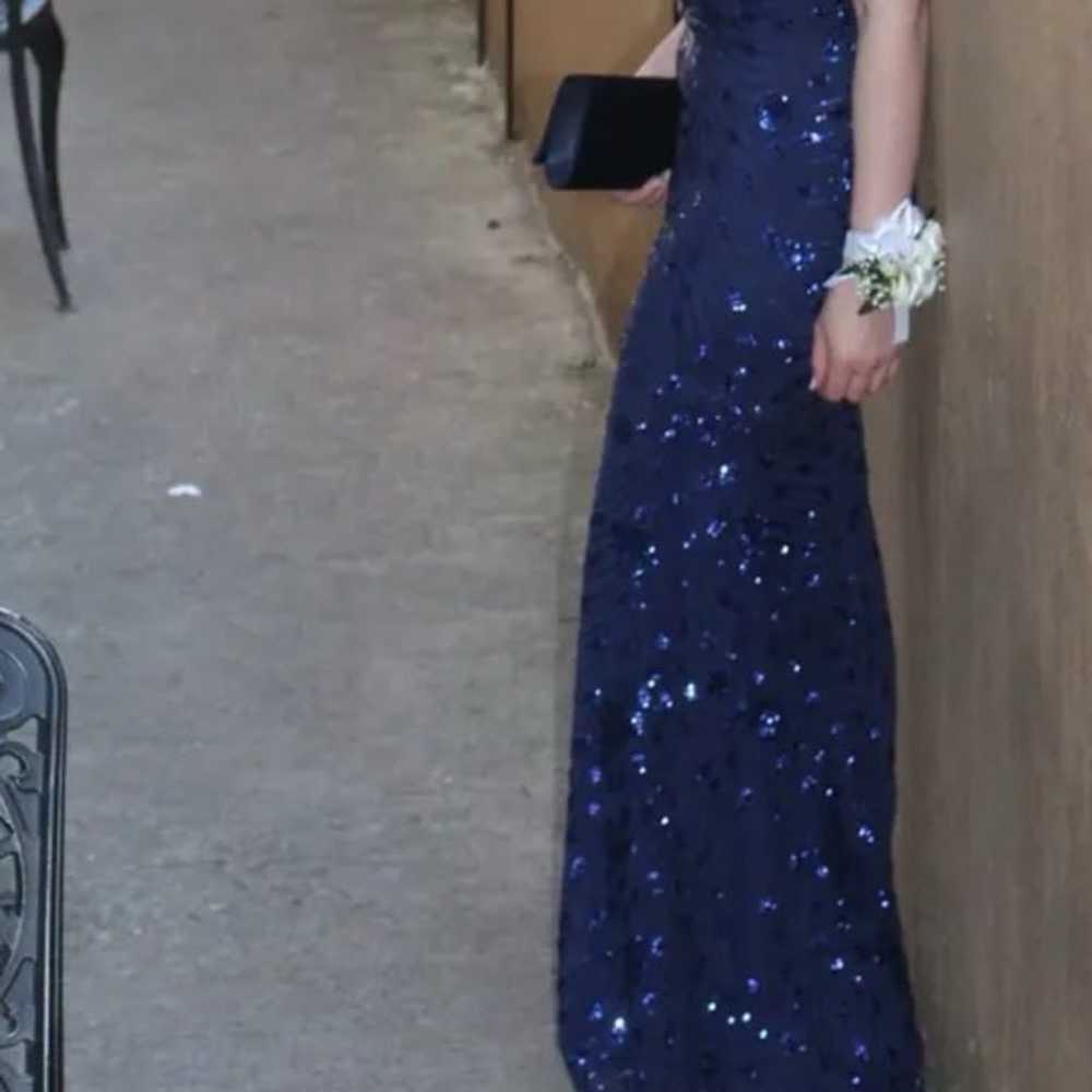 Dark Blue Sequin Prom Dress - image 8