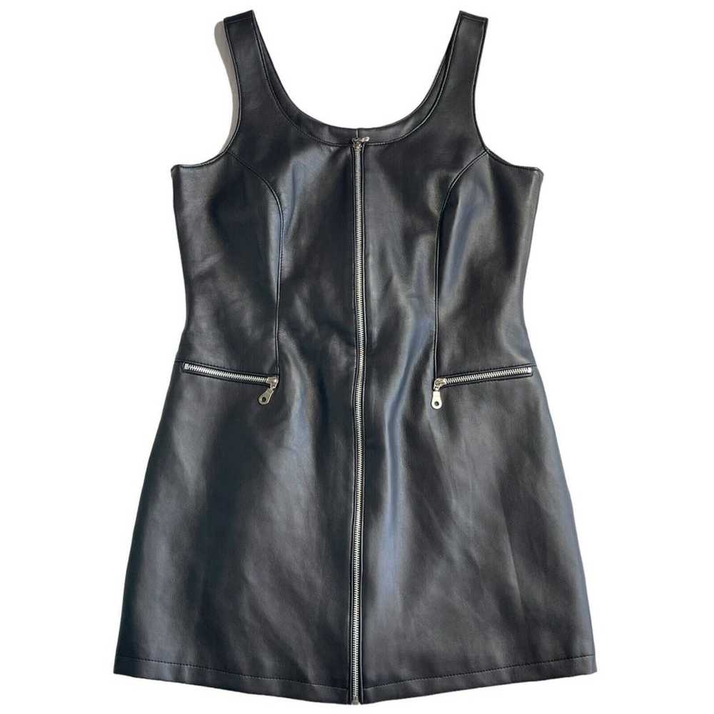 Front Zip Mini Dress Large Faux Leather Road Rags… - image 12