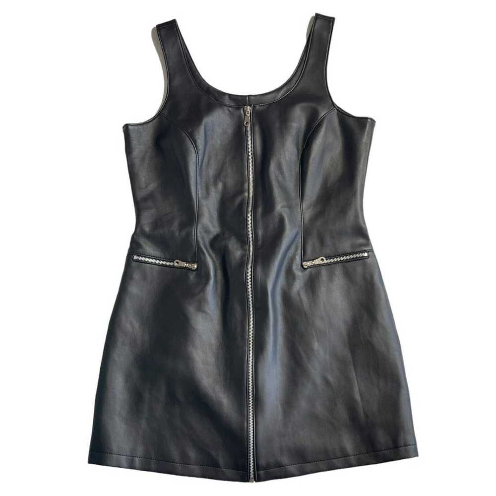 Front Zip Mini Dress Large Faux Leather Road Rags… - image 1