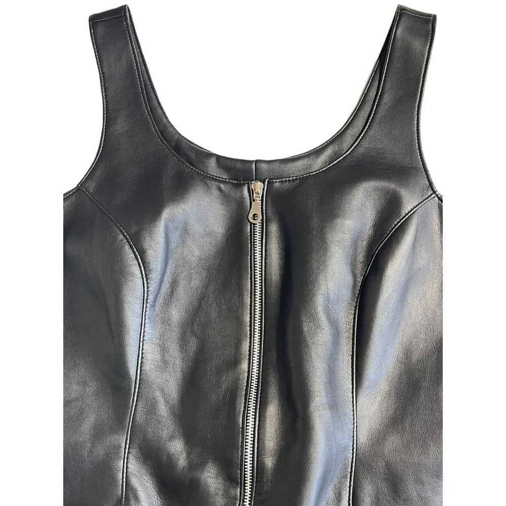 Front Zip Mini Dress Large Faux Leather Road Rags… - image 6