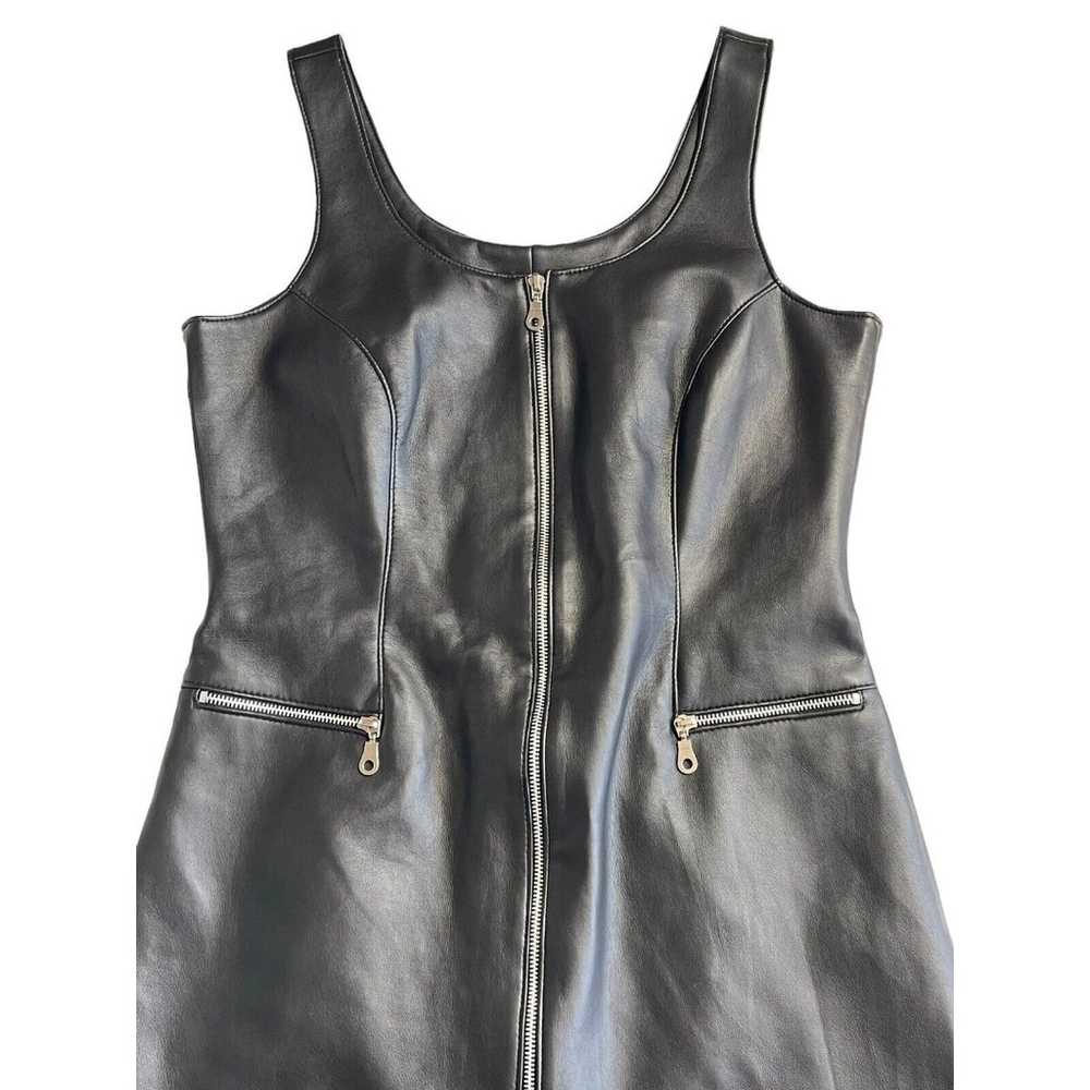 Front Zip Mini Dress Large Faux Leather Road Rags… - image 7