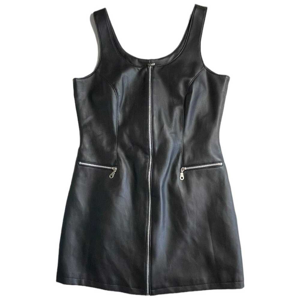 Front Zip Mini Dress Large Faux Leather Road Rags… - image 8