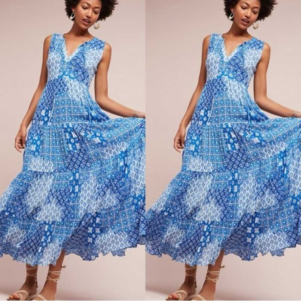 Anthropologie Cloud Nine Maxi Dress x Raga Blue/W… - image 1