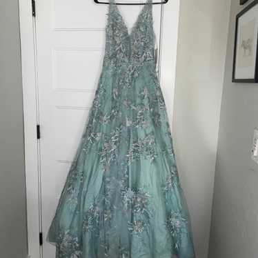 aqua blue prom dress