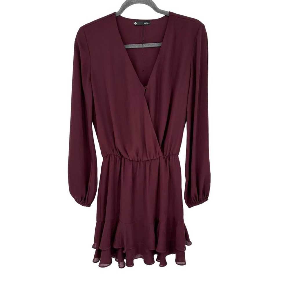 Krisa @ Revolve Mini Ruffled Dress Long Sleeve V-… - image 1