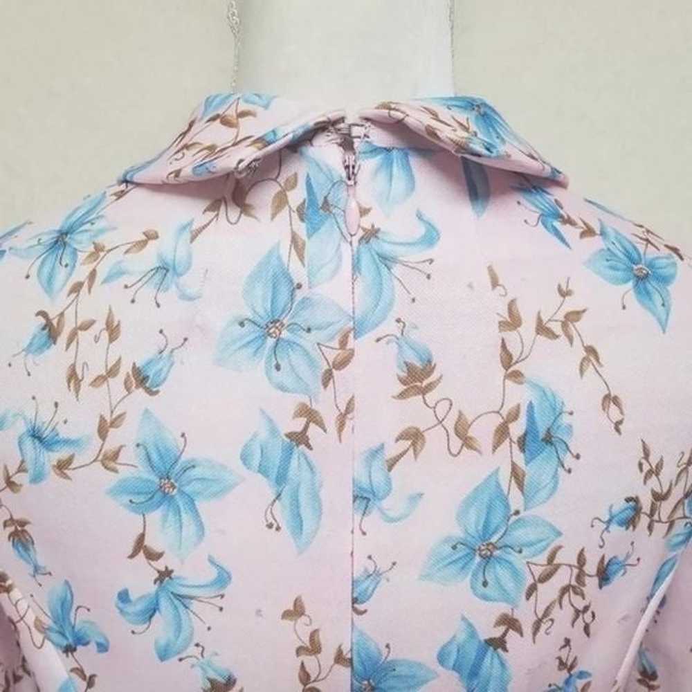 Vintage 1960s Hand Sewn Pink Blue Forget-Me-Not T… - image 11