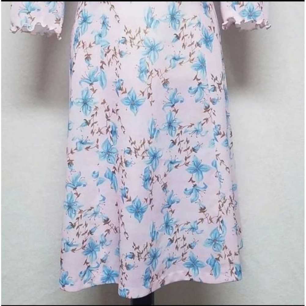 Vintage 1960s Hand Sewn Pink Blue Forget-Me-Not T… - image 7