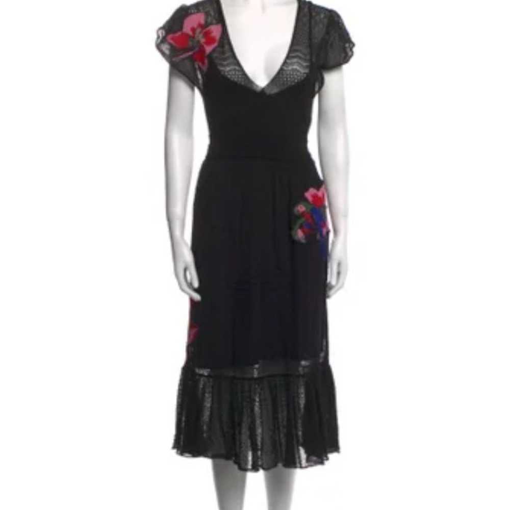 Valentino Black Flower & Parrot mesh Dress - image 2