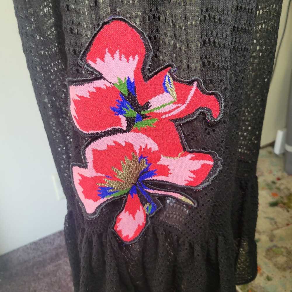 Valentino Black Flower & Parrot mesh Dress - image 5