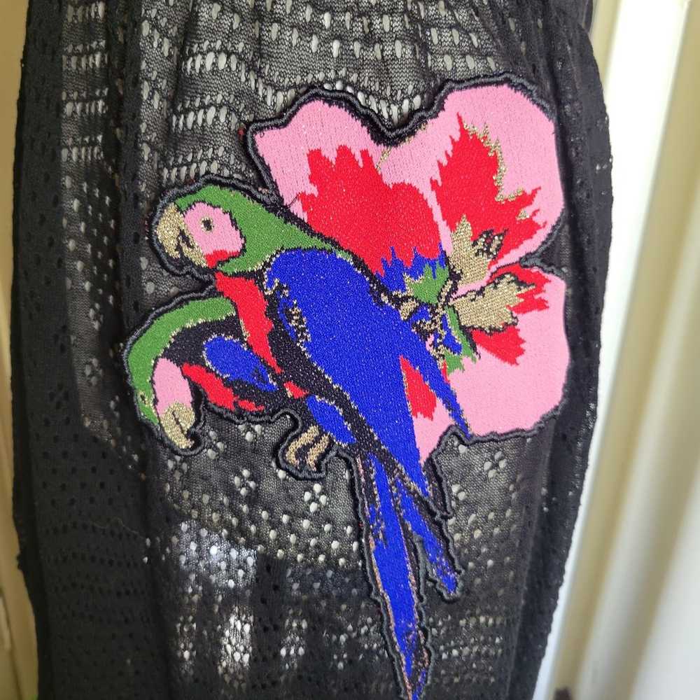 Valentino Black Flower & Parrot mesh Dress - image 6