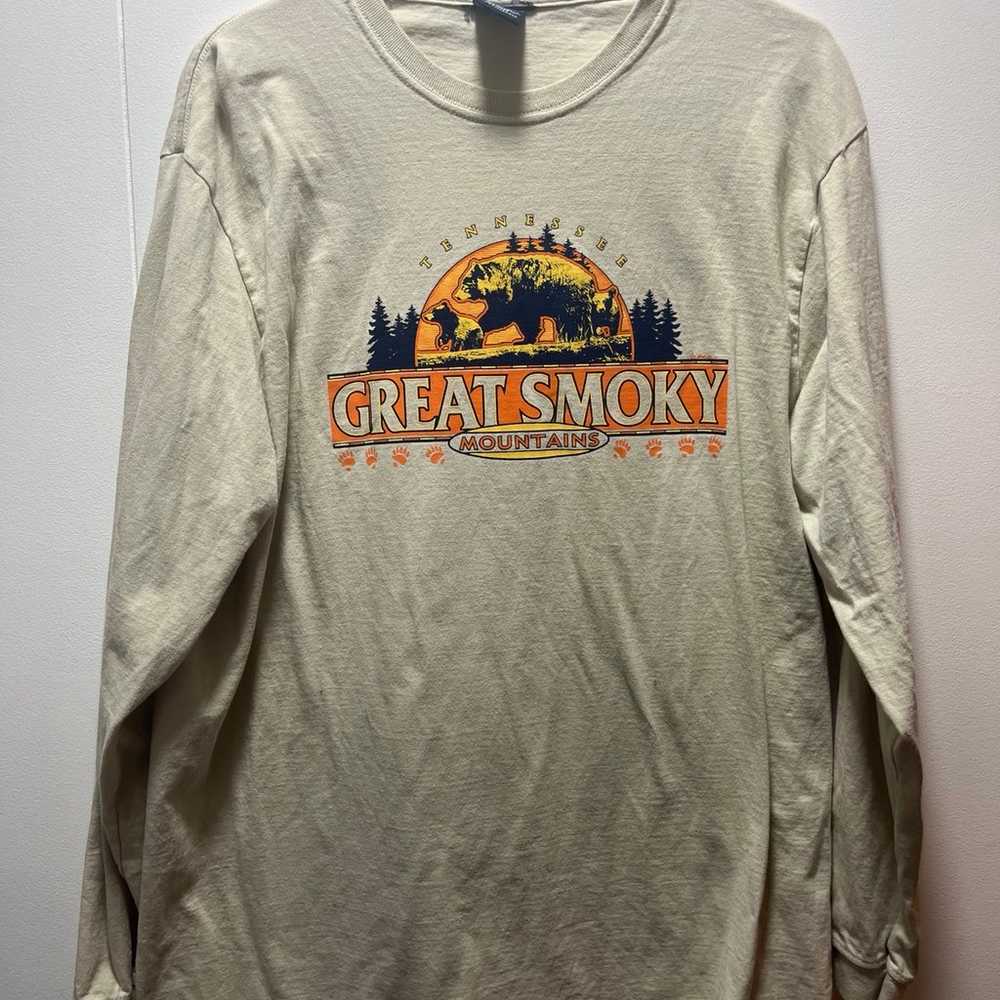 Tennessee Great Smoky Mountains Beige Long Sleeve… - image 1
