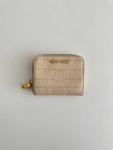 Miu Miu miu miu beige crocodile print wallet