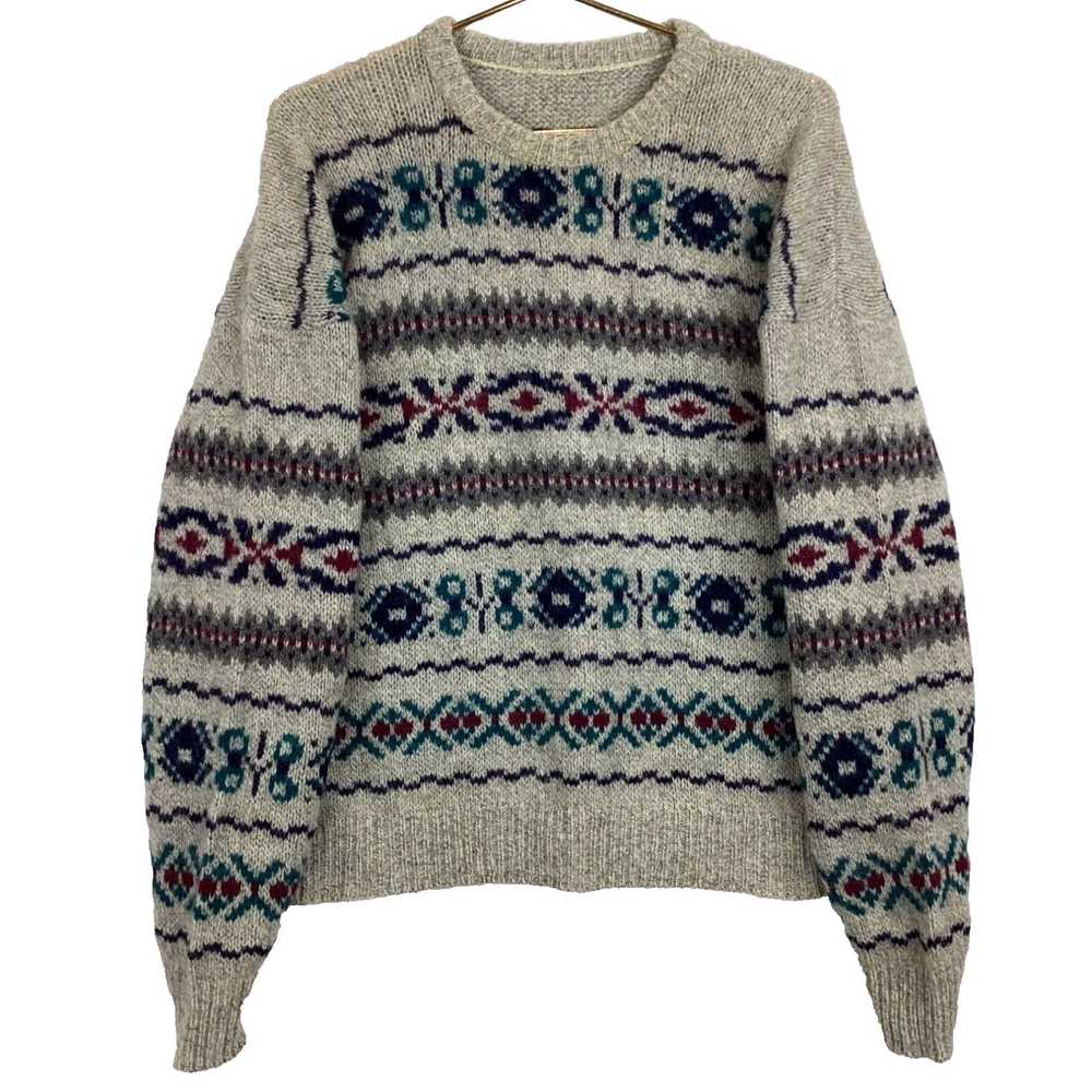 Vintage Vintage Knitted Fair Isle Wool Sweater Cr… - image 1