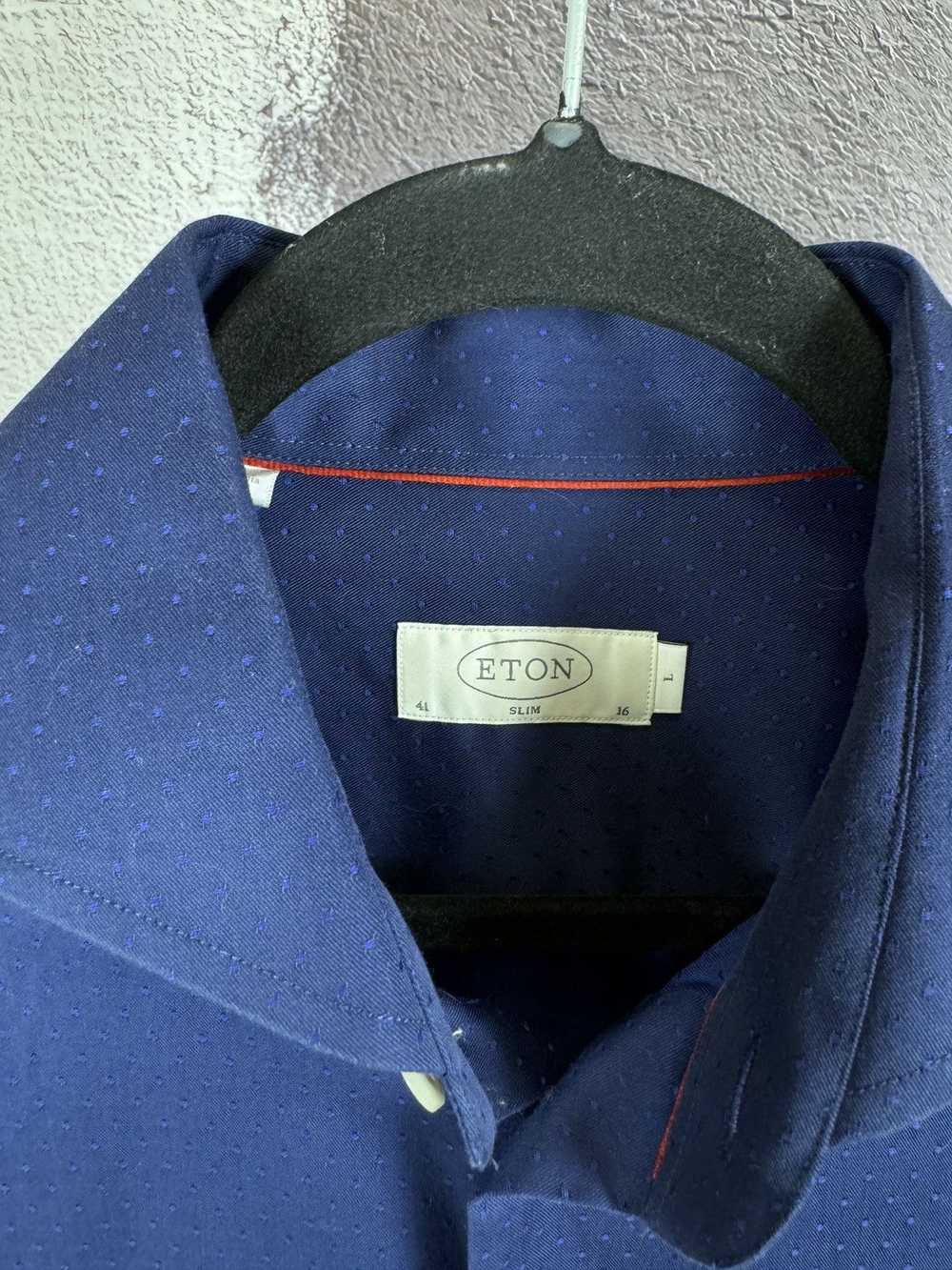 Eton ETON blue polka dot pattern cambridge long s… - image 5