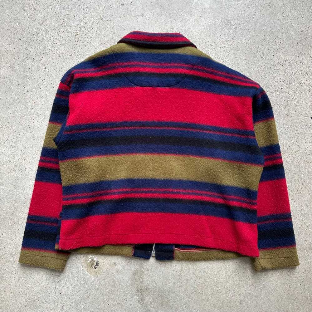 Vintage Vintage Unique Striped Zip Up Fleece Jack… - image 2