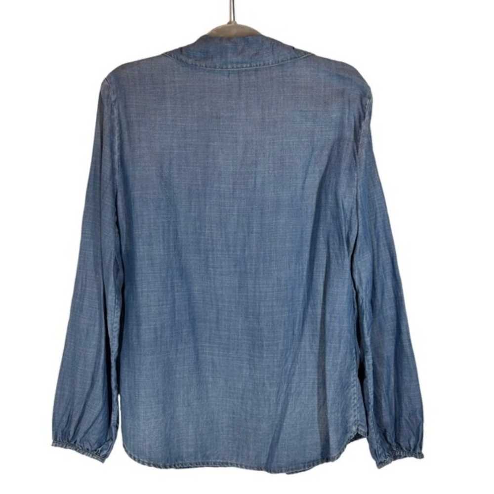 FRAME Hadley Shirt Long Sleeve Blue Chambray Lace… - image 3