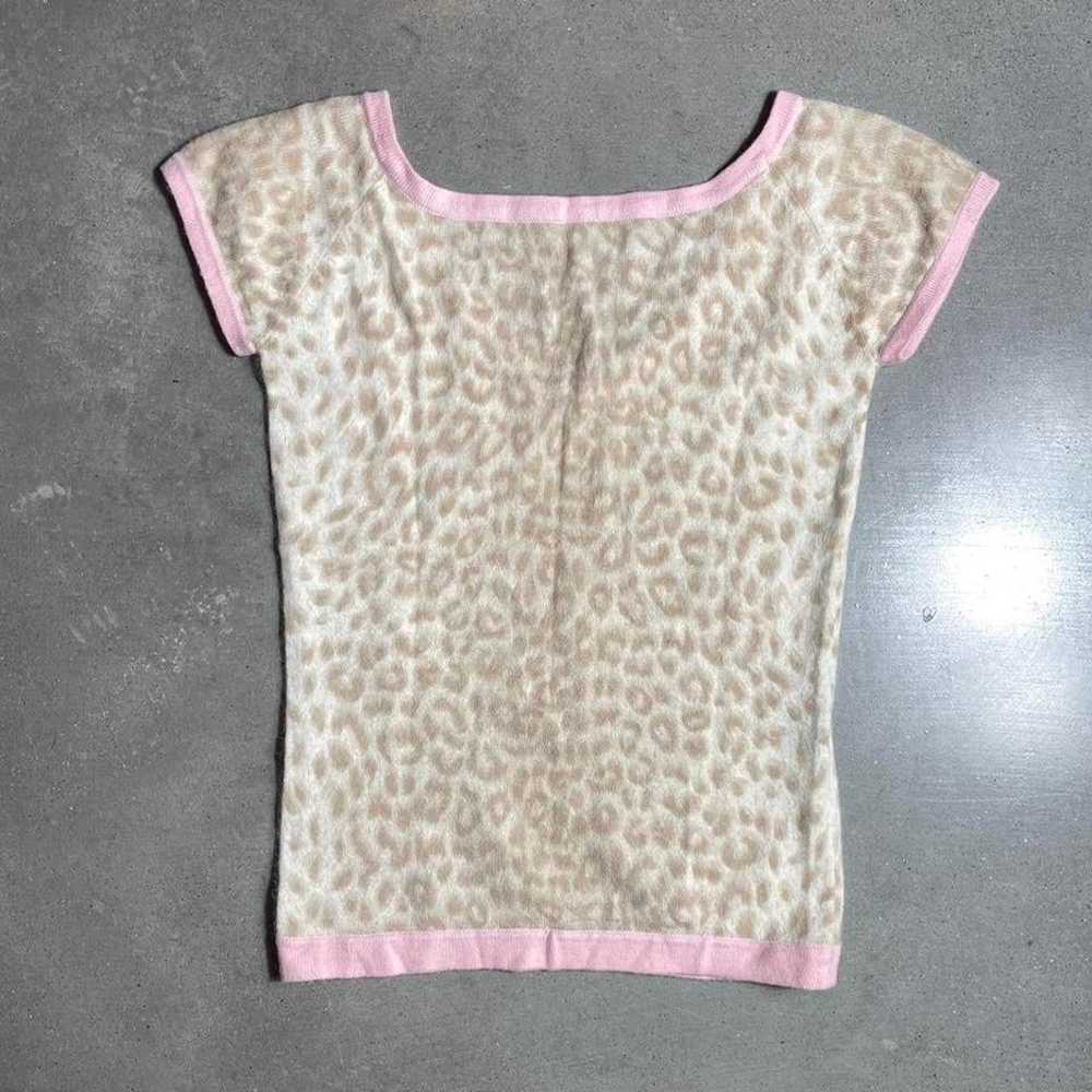 Pink leopard printed short sleeves sweater - image 3