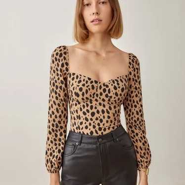 Reformation long sleeve animal print top size 10 - image 1