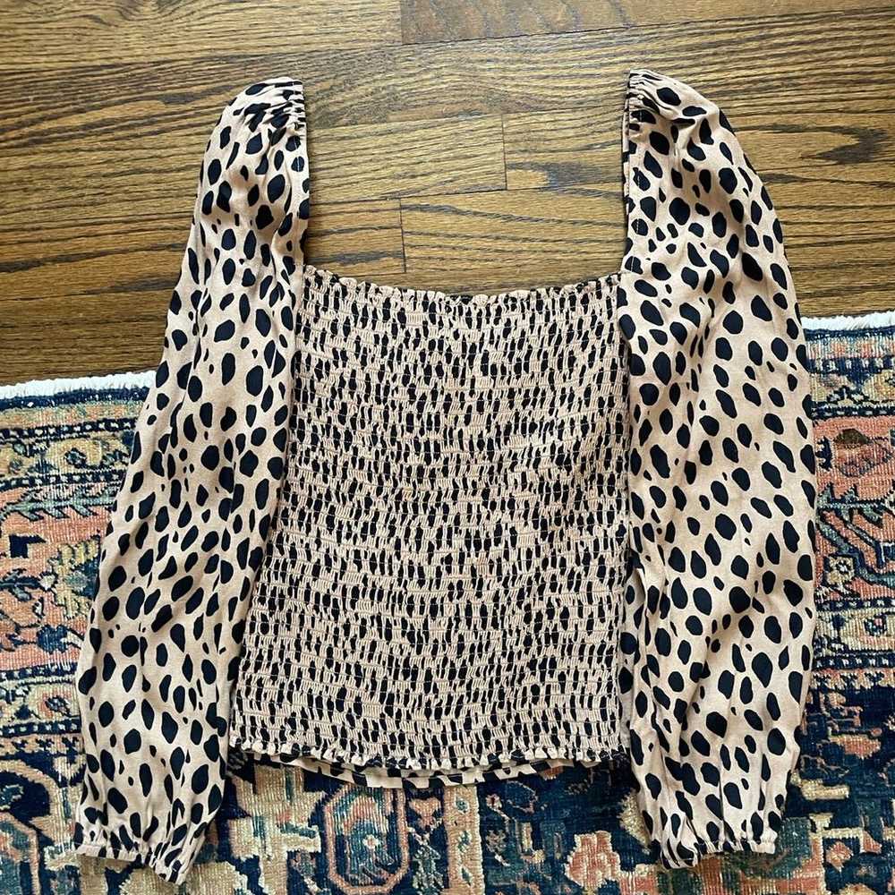 Reformation long sleeve animal print top size 10 - image 5