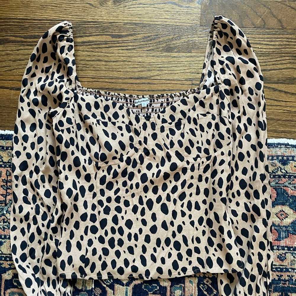 Reformation long sleeve animal print top size 10 - image 7