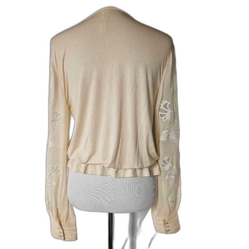 Anthropologie Embroidered Creamy Pullover Button … - image 5