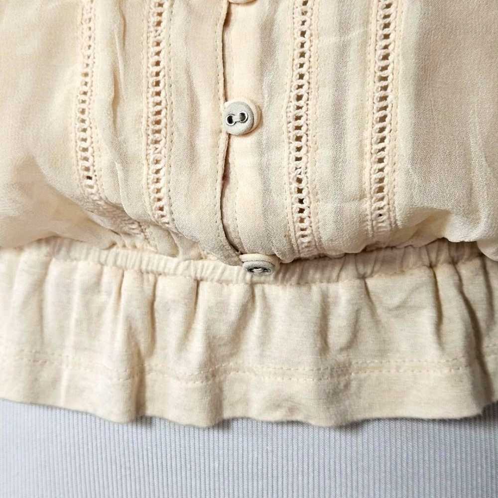 Anthropologie Embroidered Creamy Pullover Button … - image 7