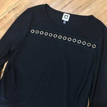 Anne Klein black gold accents blouse top shirt wo… - image 1