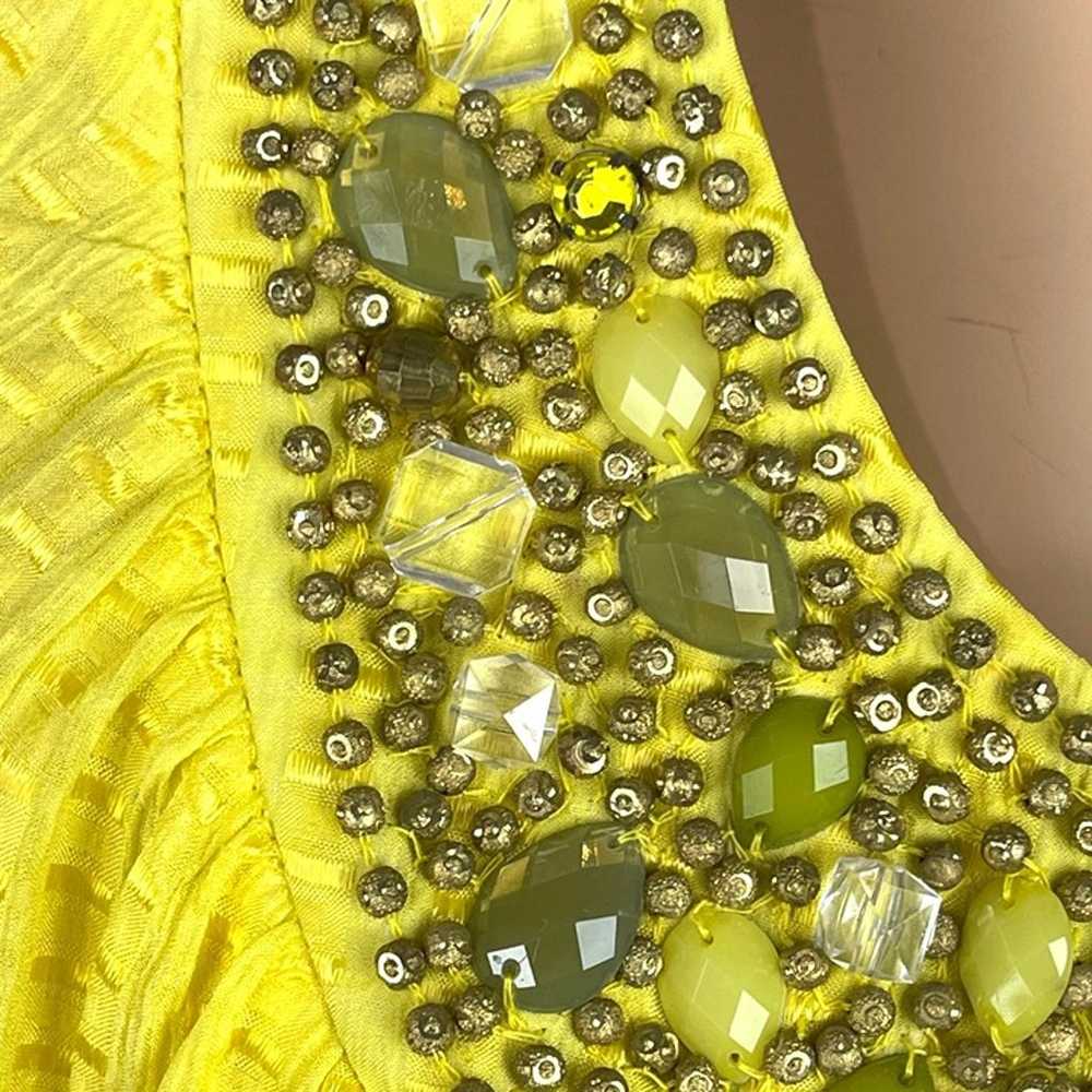 Milly New York Yellow Beaded Silk Halter Top Medi… - image 3