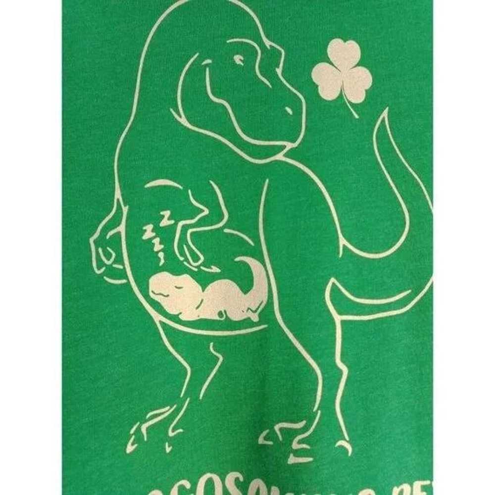 Pregnant Mom Dinosaur T-Shirt Medium lucky clover… - image 2