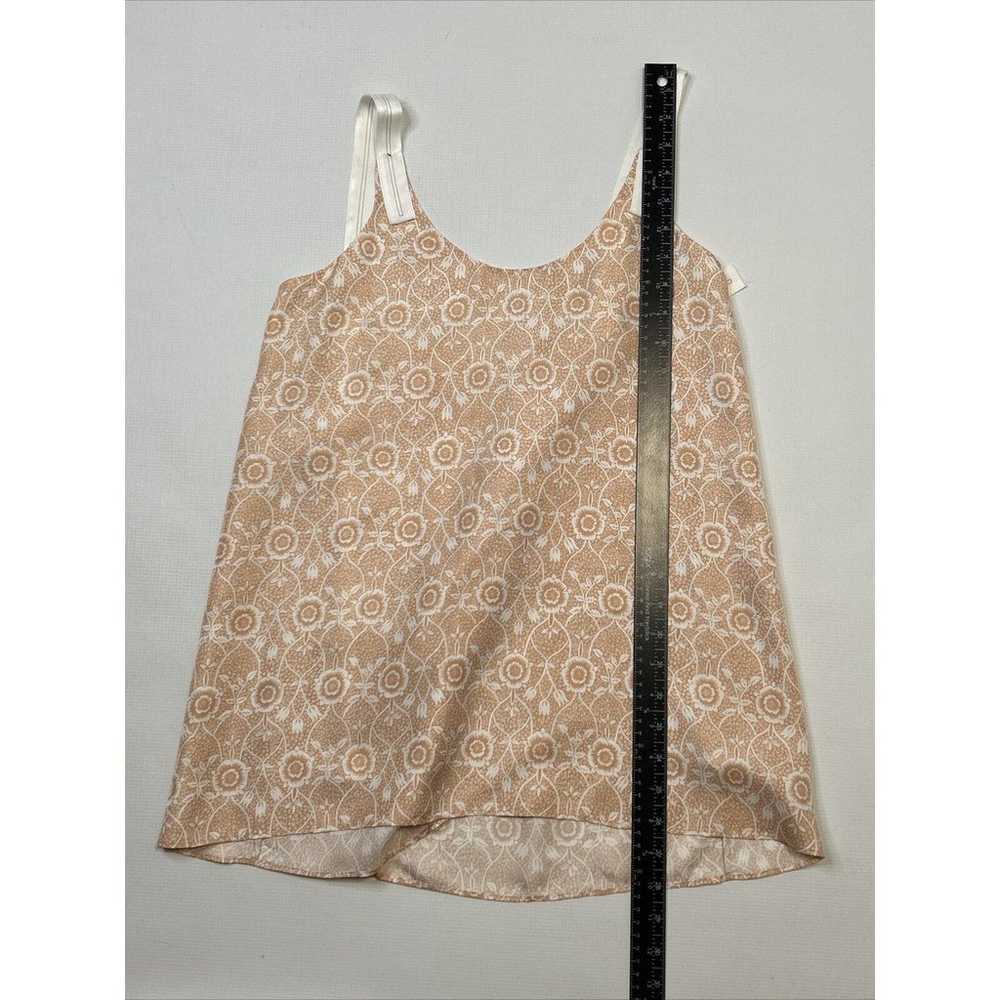 Helmut Lang Peach 100% Silk Ornamental Floral Tan… - image 4