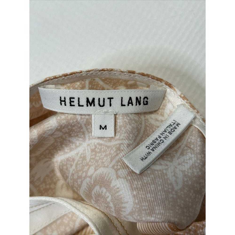 Helmut Lang Peach 100% Silk Ornamental Floral Tan… - image 9
