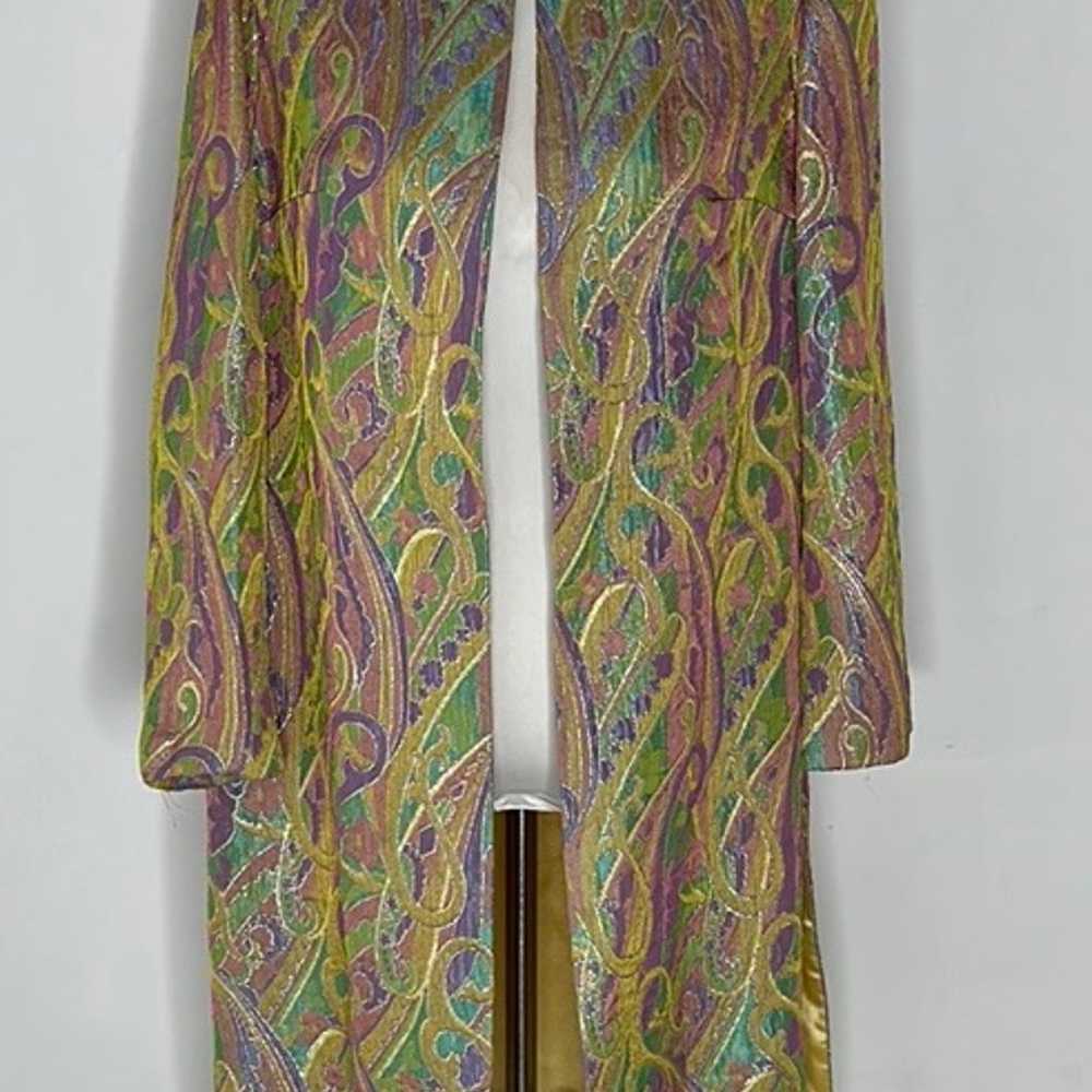 Vintage Pastel Rainbow Paisley Metallic Overcoat … - image 1