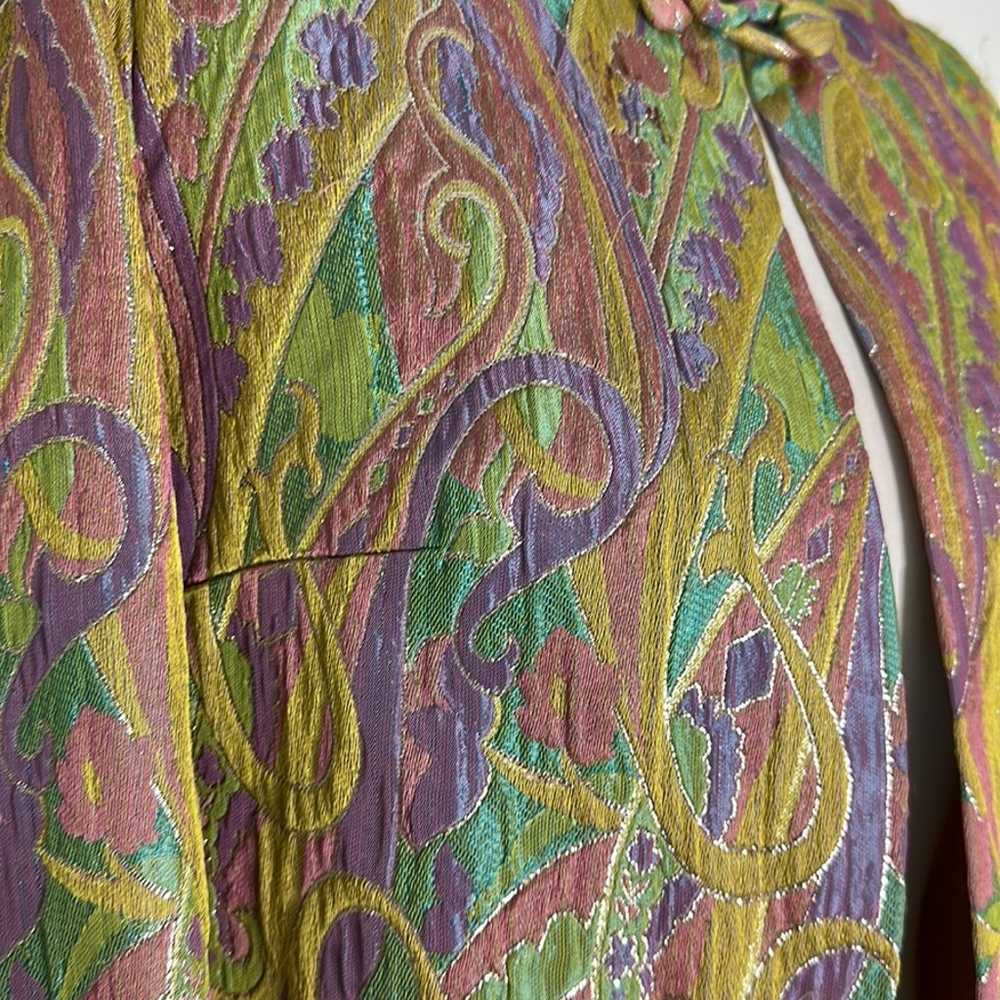 Vintage Pastel Rainbow Paisley Metallic Overcoat … - image 2