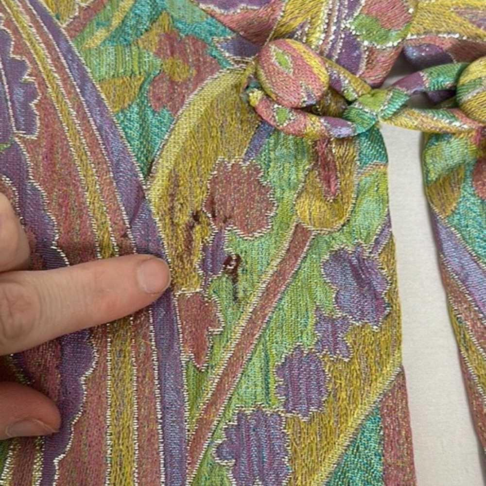 Vintage Pastel Rainbow Paisley Metallic Overcoat … - image 5