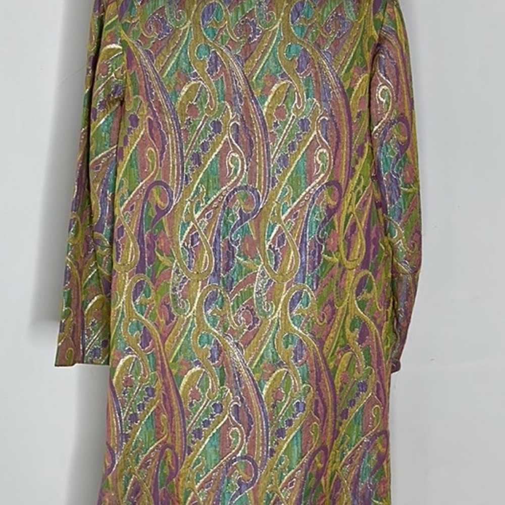 Vintage Pastel Rainbow Paisley Metallic Overcoat … - image 7
