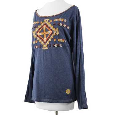Double D Ranch Sz M Blue Multi Beaded Embroid Thu… - image 1