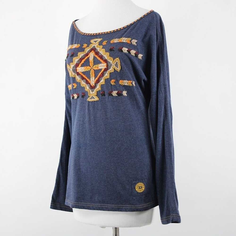 Double D Ranch Sz M Blue Multi Beaded Embroid Thu… - image 3