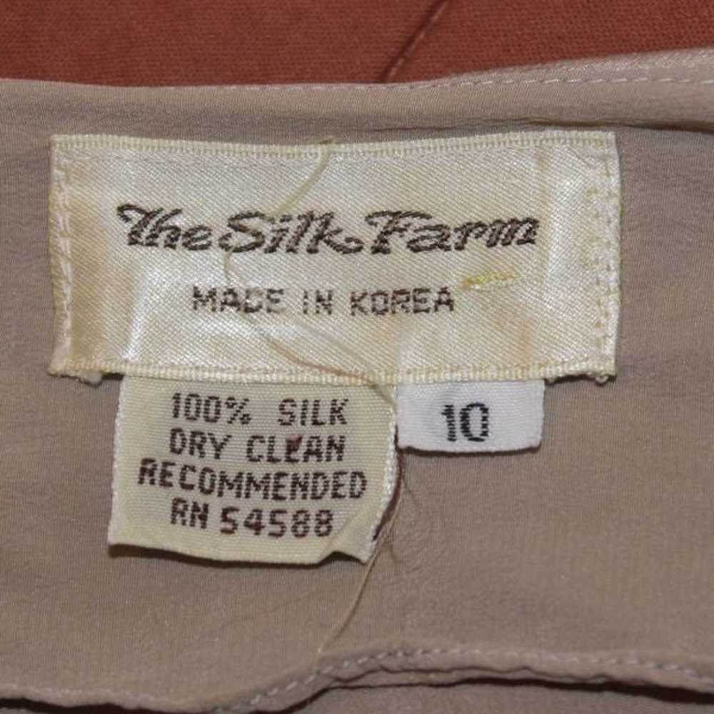 Vintage The Silk Farm Tan Blouse 100% Silk Women … - image 10