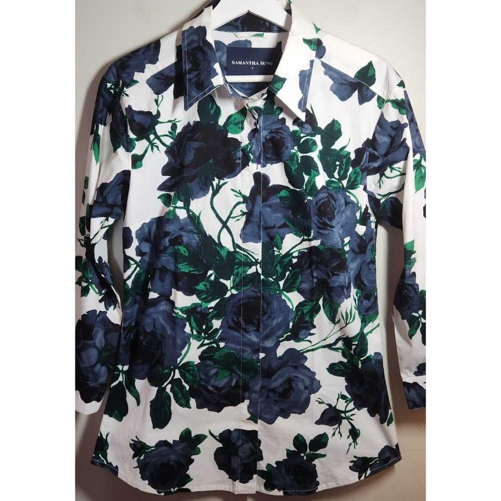 Samantha Sung Audrey Style Floral Collared Shirt,… - image 1