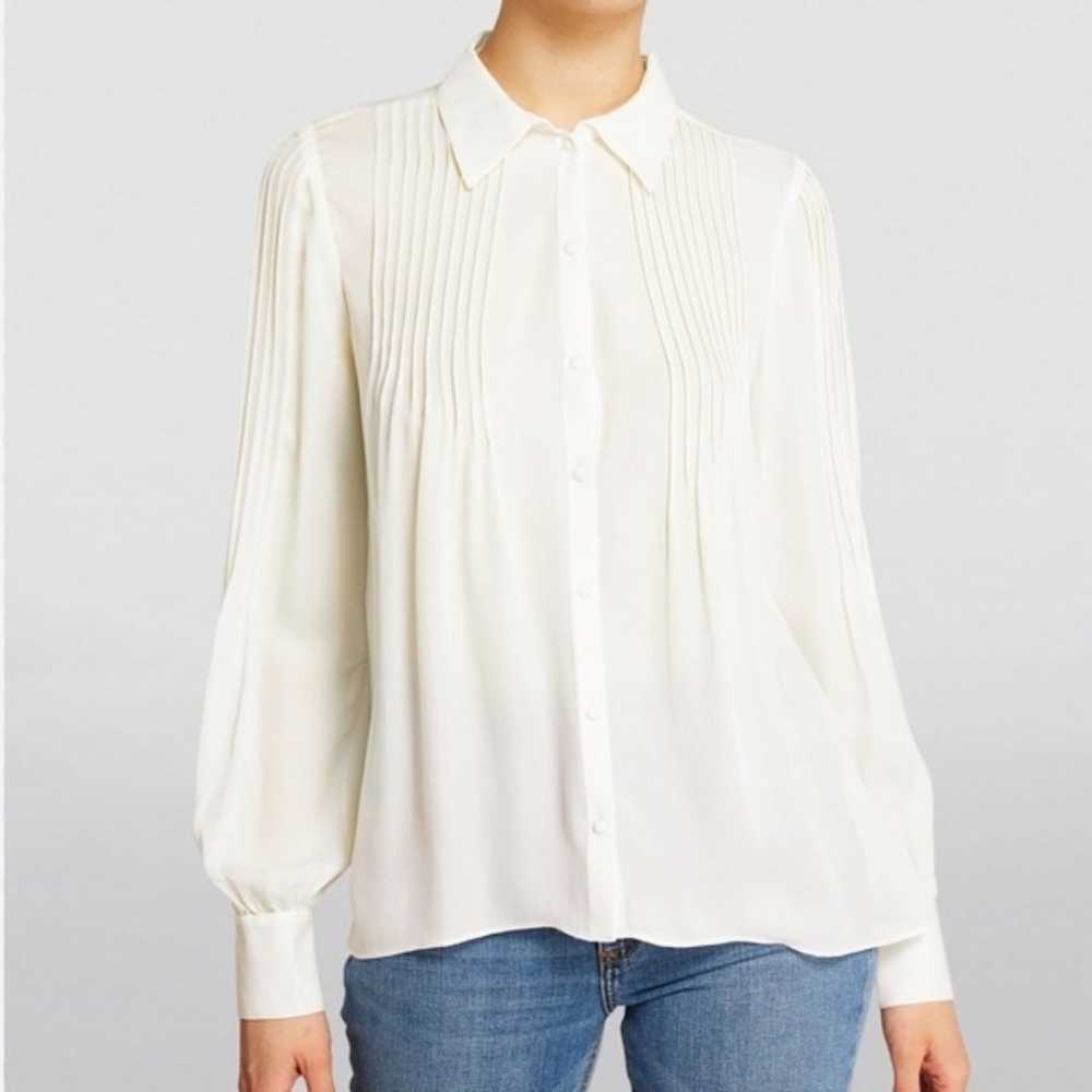 Paige Shea Silk Blouse Long Sleeve Pleats Detail … - image 1