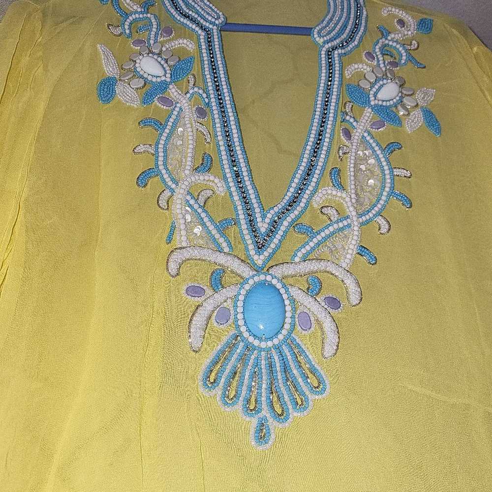 Gorgeous Turquoise Embroidered Blouse - image 4