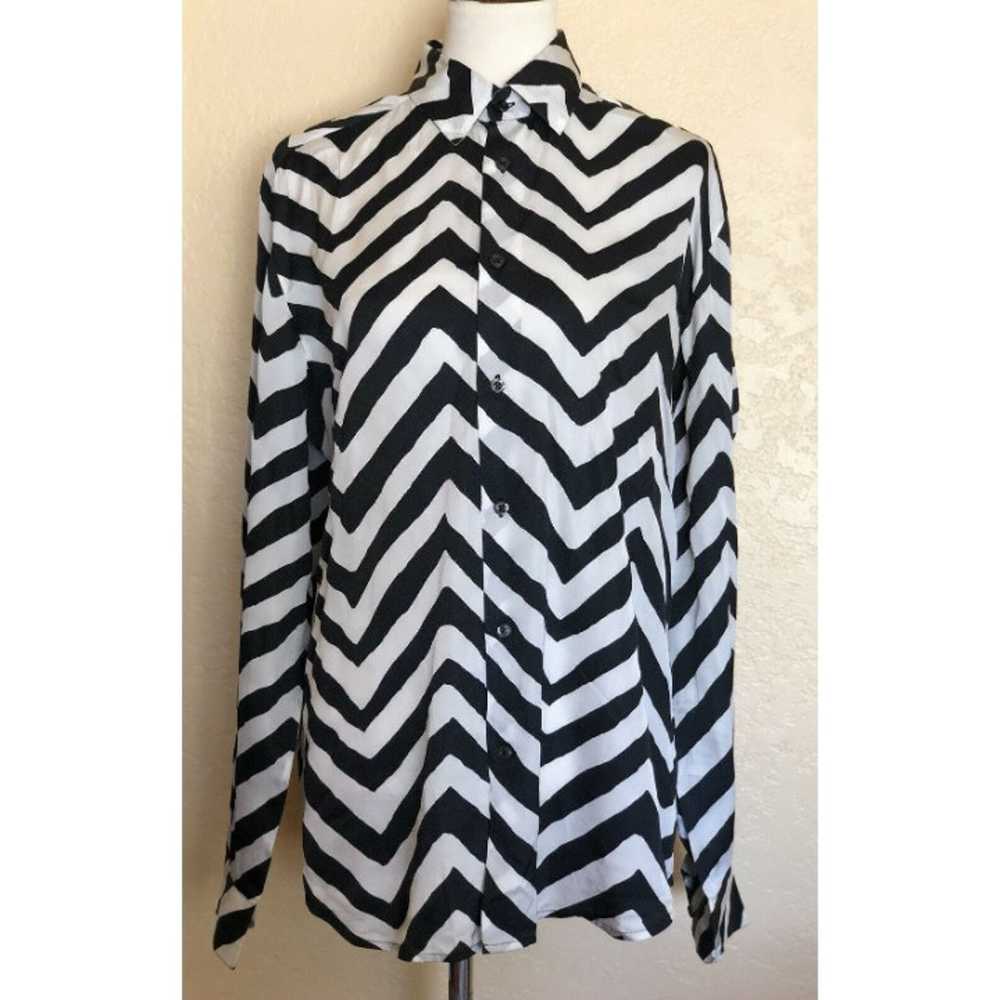 Diesel Womens Rayon Collared Button Down Striped … - image 3