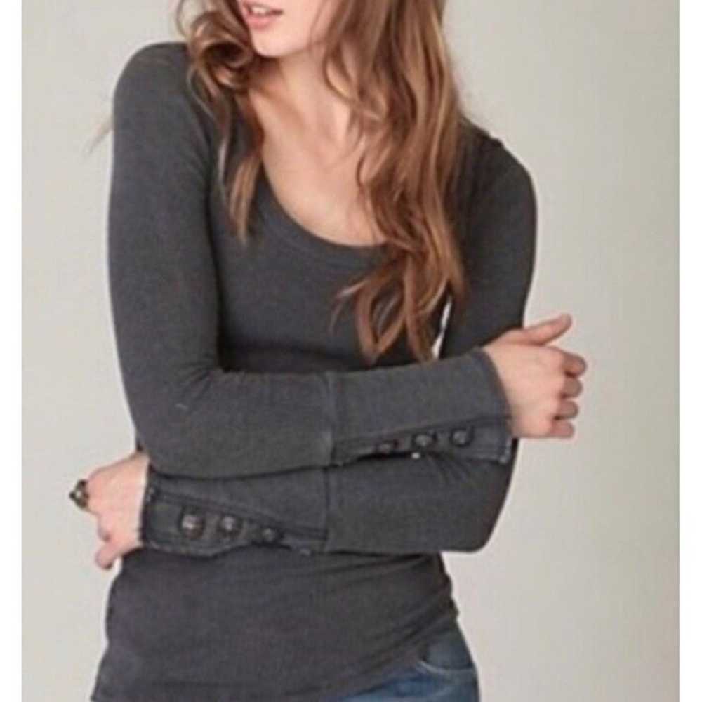 RARE Free People Gray Moto Motor Cuff Thermal But… - image 1