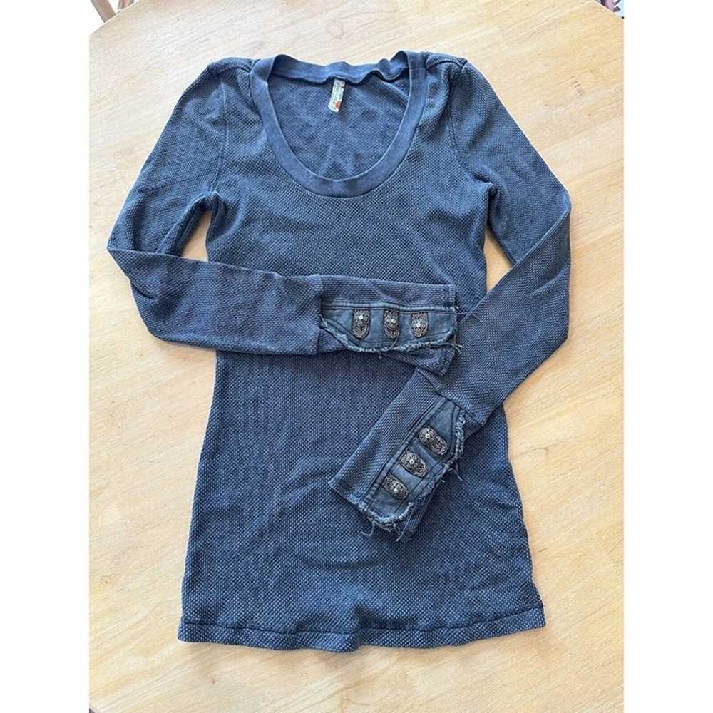 RARE Free People Gray Moto Motor Cuff Thermal But… - image 3