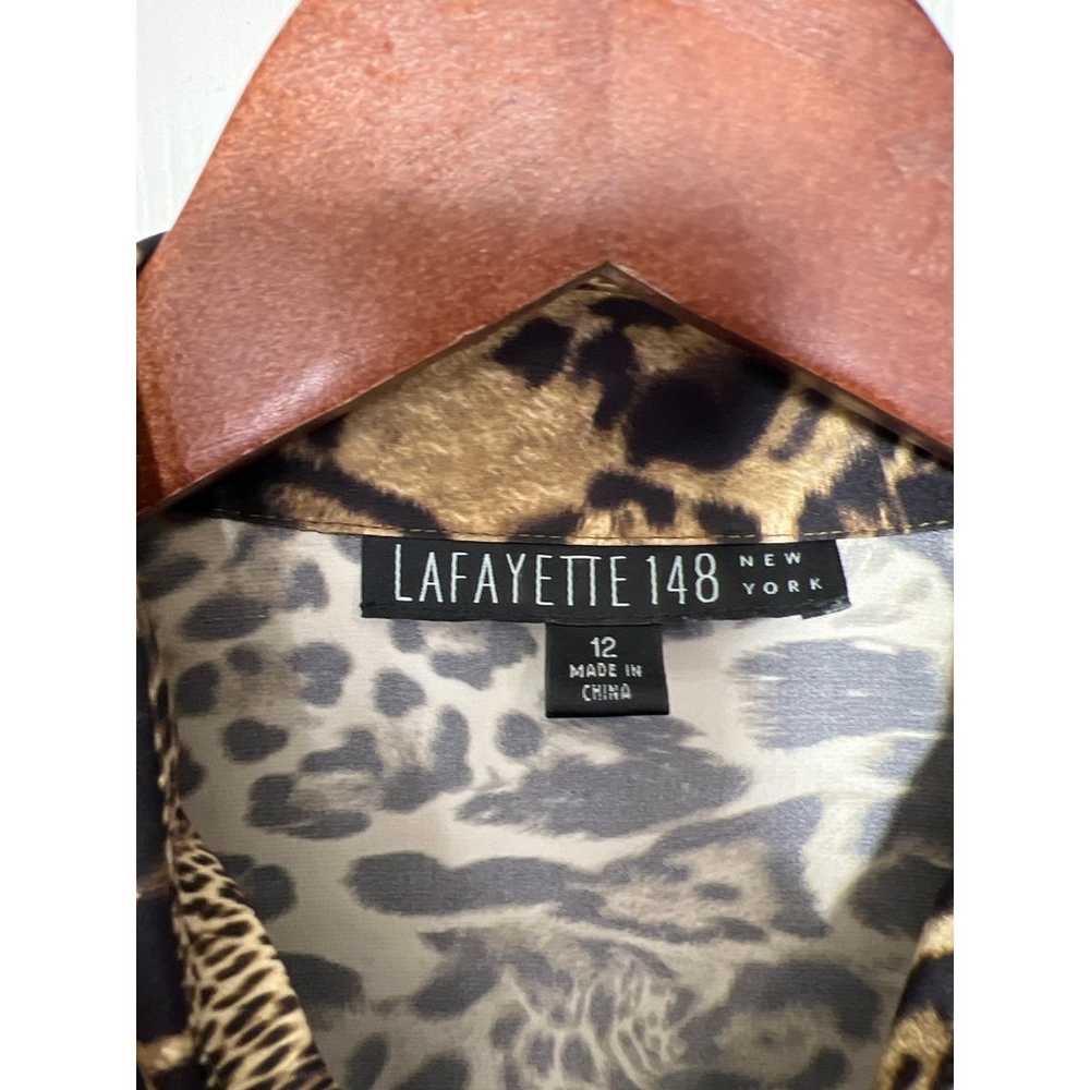 Lafayette 148 100% Silk Animal Print Blouse Size … - image 2