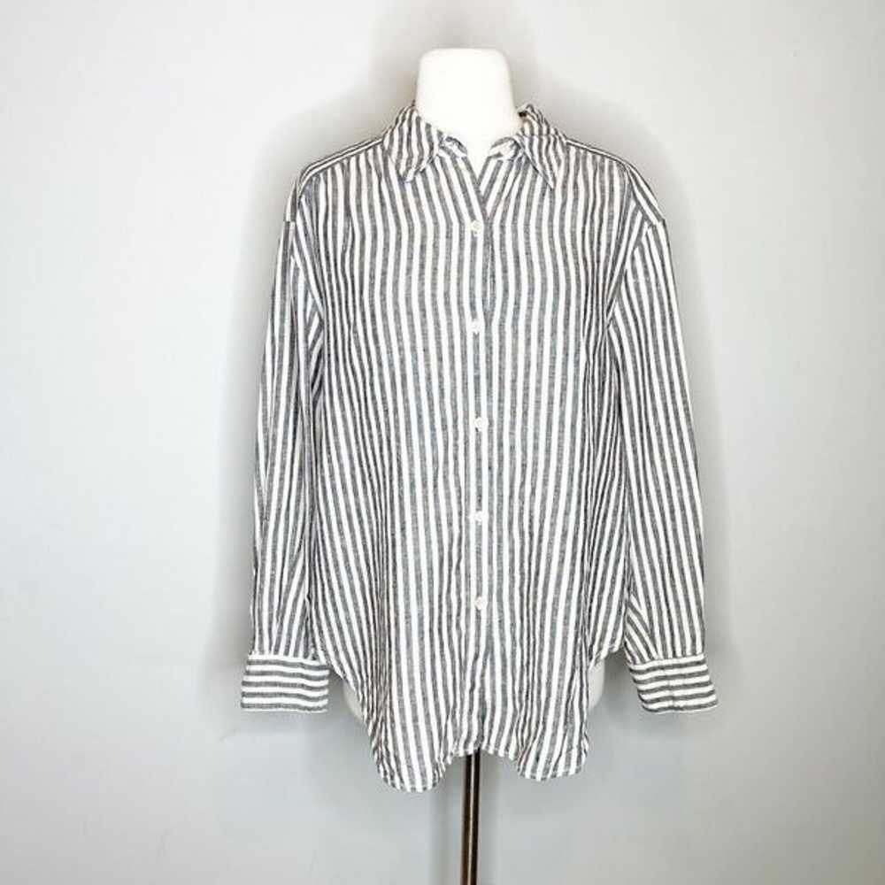 Trina Turk L Large Out of Office Striped Linen Bl… - image 2