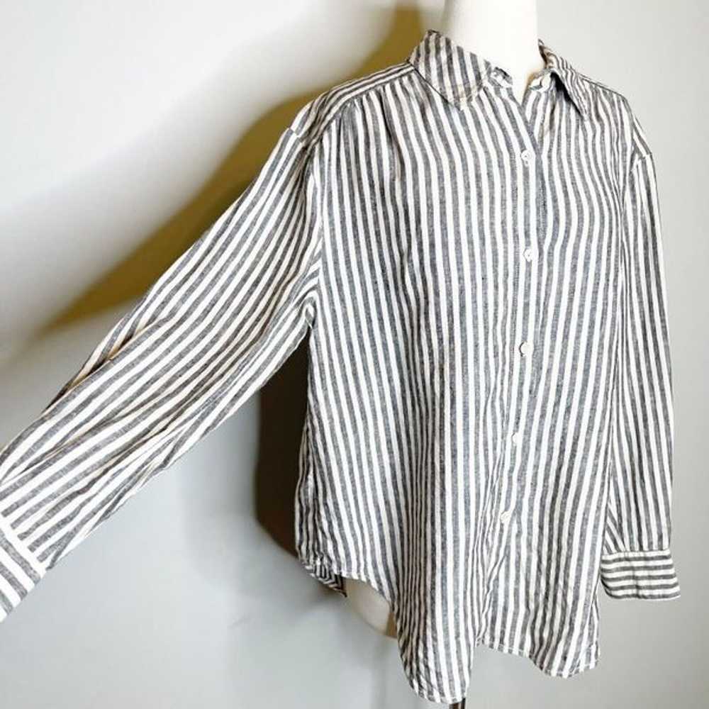 Trina Turk L Large Out of Office Striped Linen Bl… - image 3