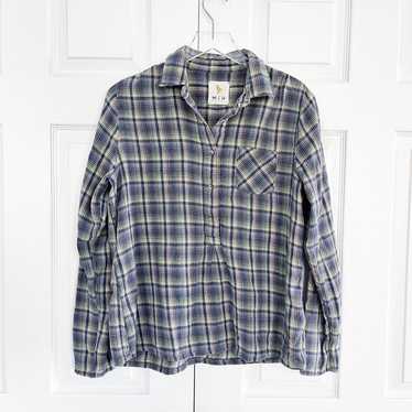 MiH Jeans Plaid Flannel Popover Top - image 1